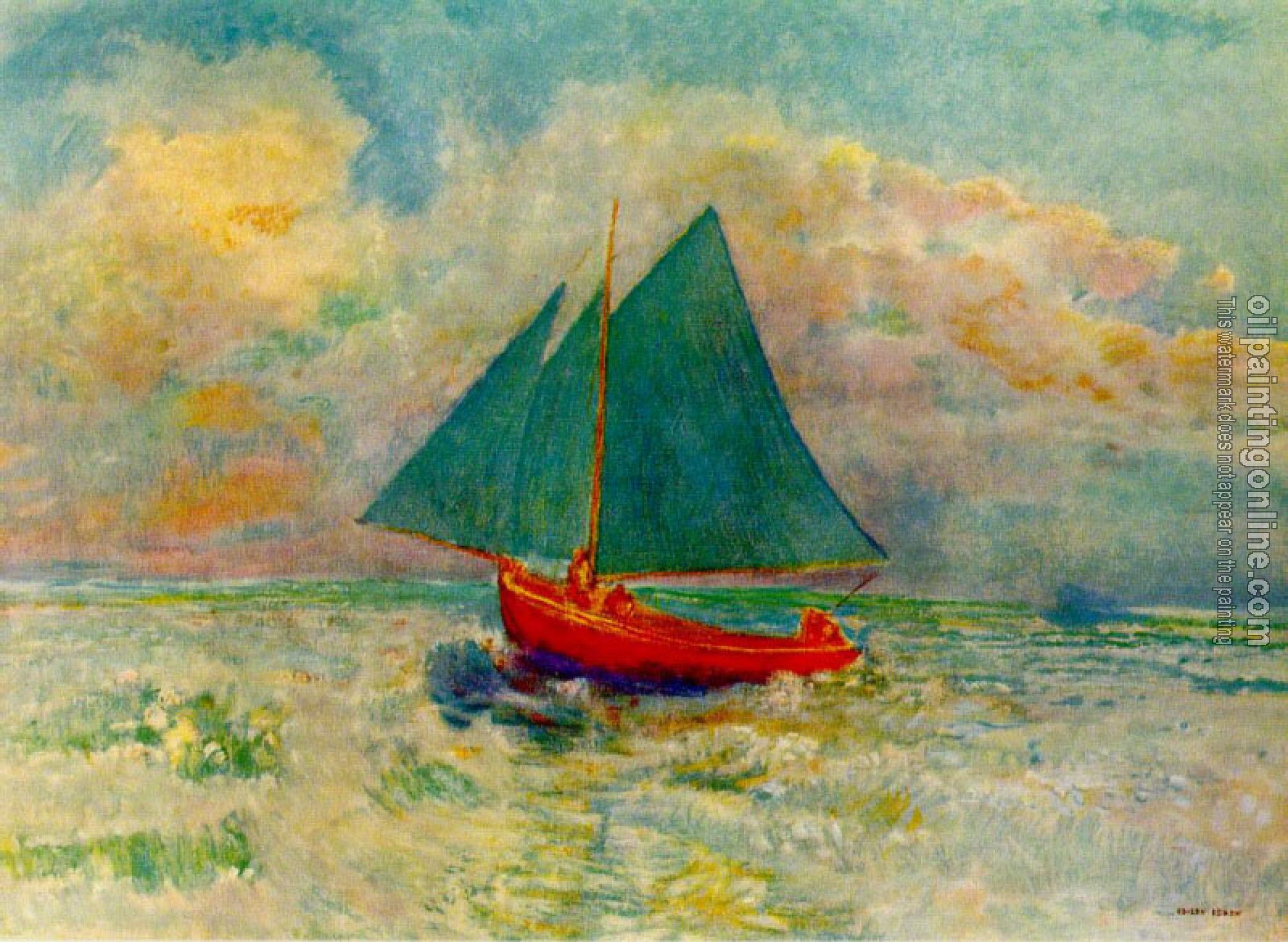Redon, Odilon - Red Boat with a Blue Sail